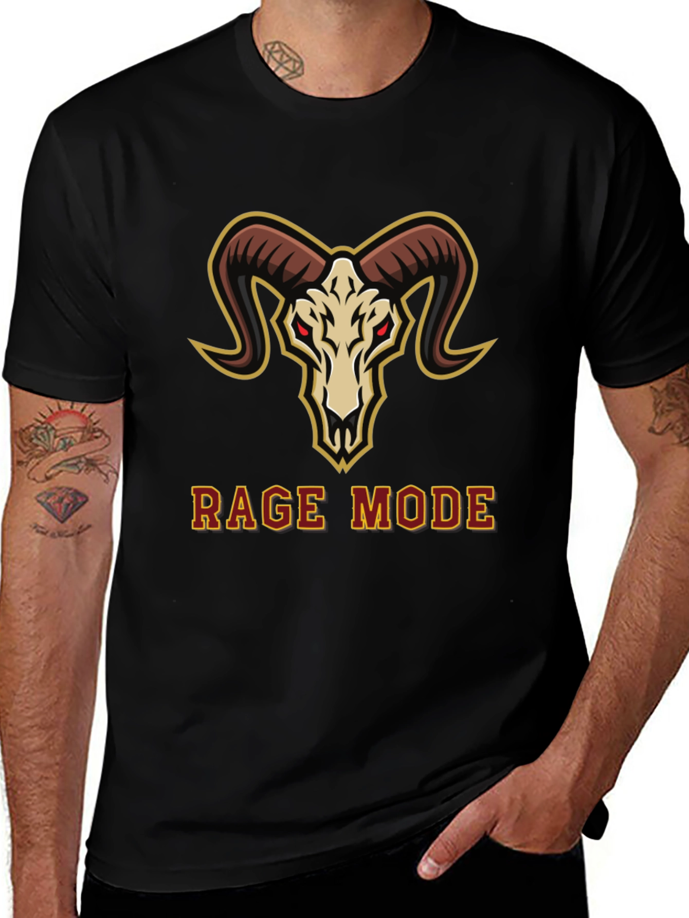 Rage Mode Ram Skull Graphic T-Shirt