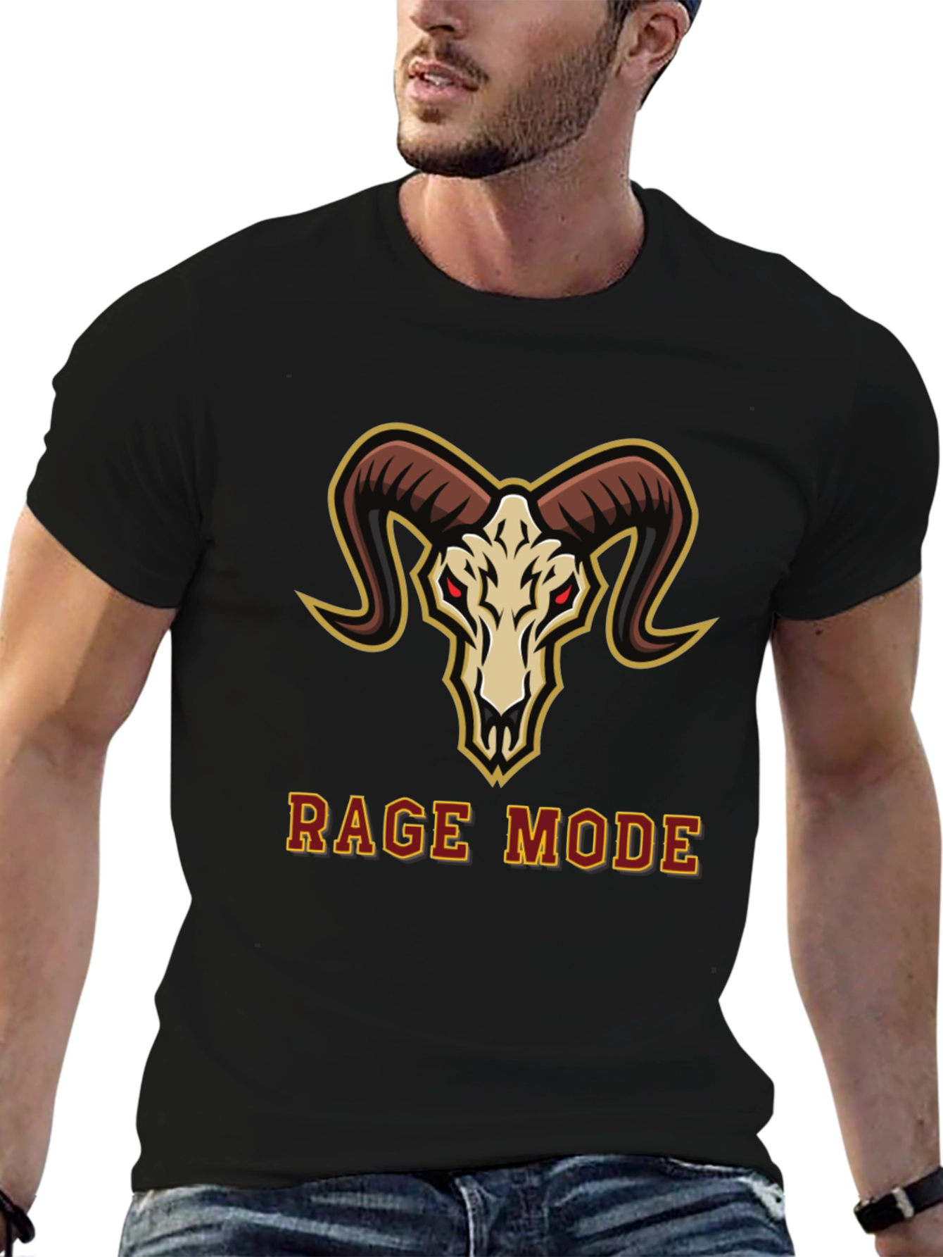 Rage Mode Ram Skull Graphic T-Shirt