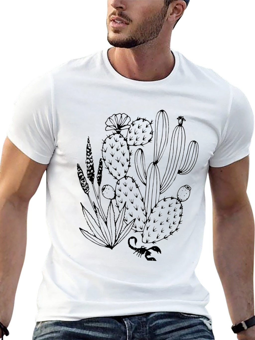 Black Cactus Graphic Tee - Desert Style T-Shirt