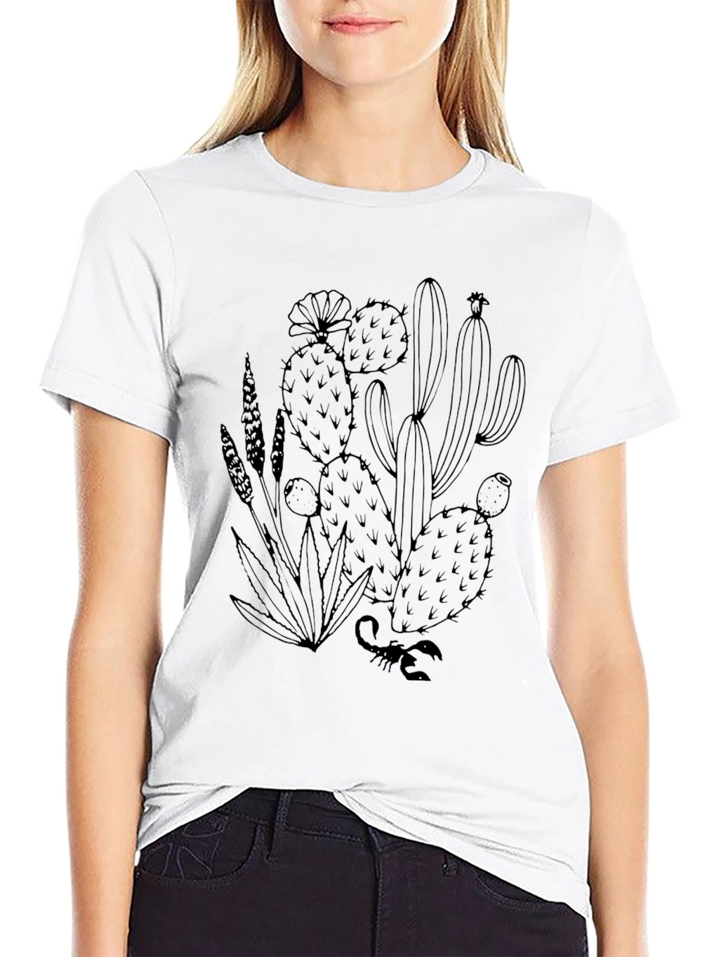 Black Cactus Graphic Tee - Desert Style T-Shirt