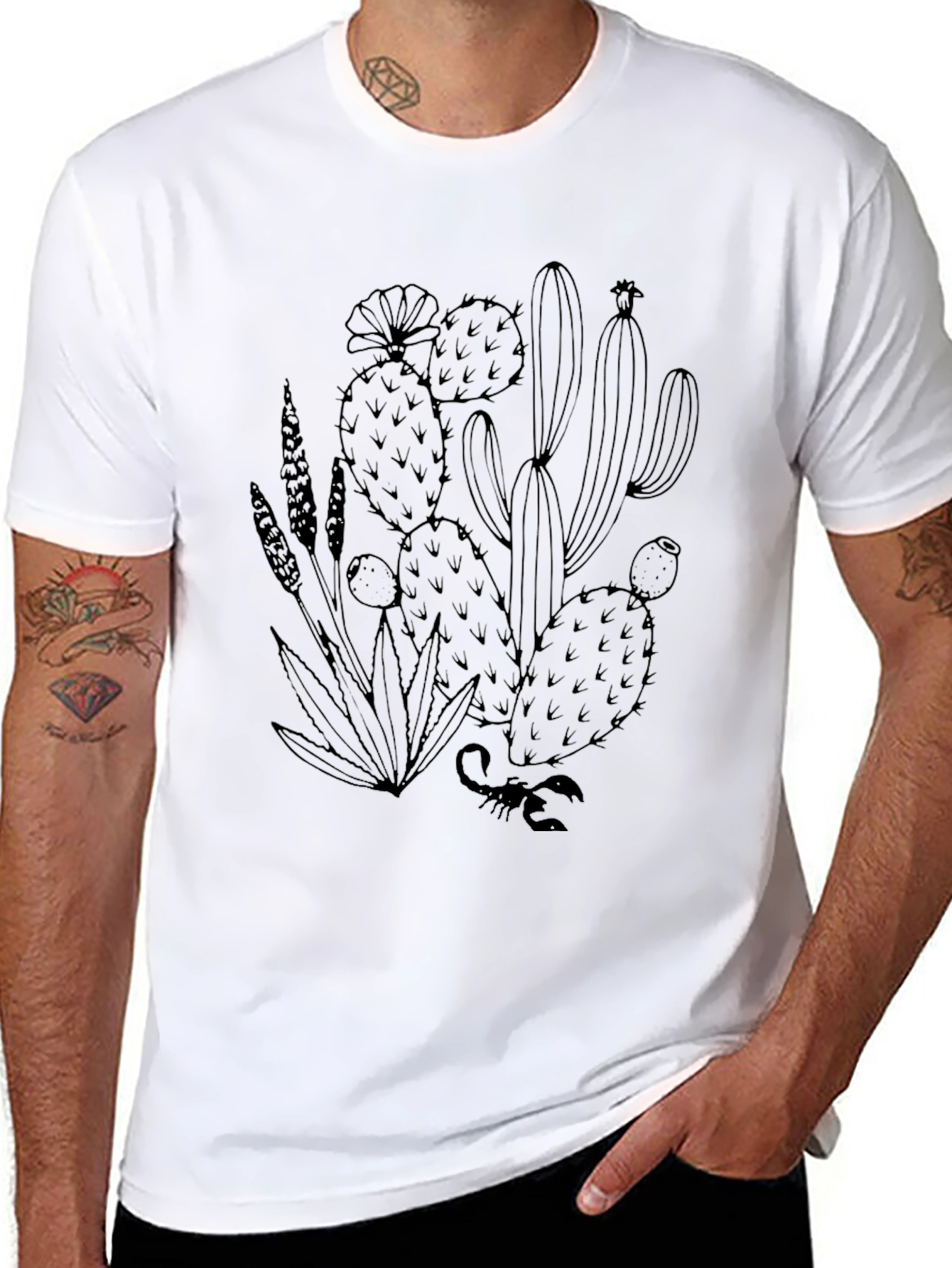 Black Cactus Graphic Tee - Desert Style T-Shirt