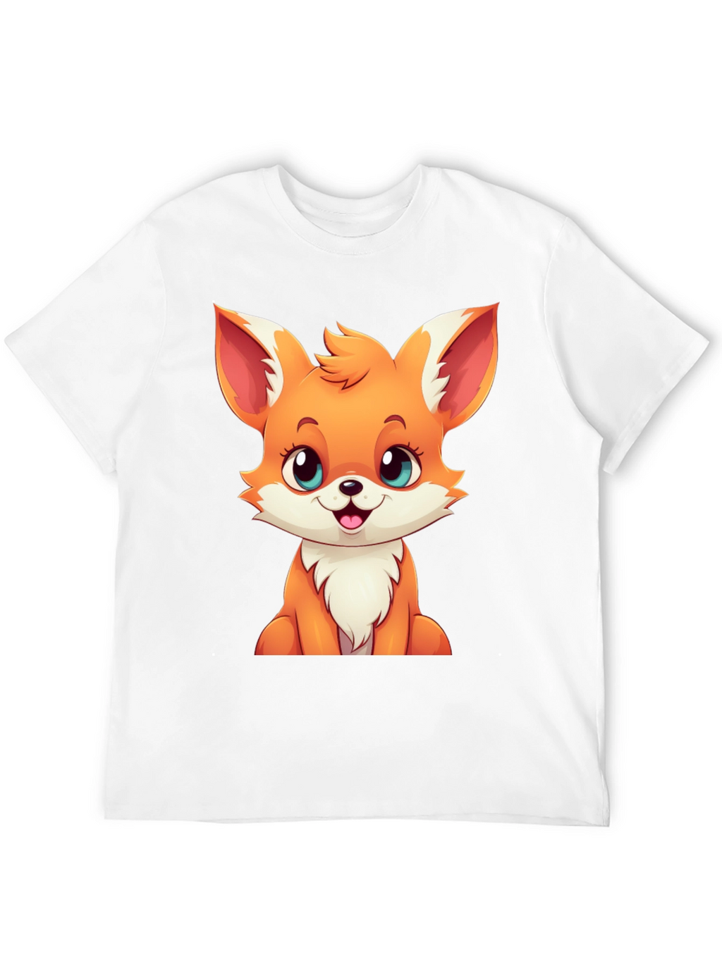 Cute Cartoon Fox Graphic Tee - Black T-Shirt