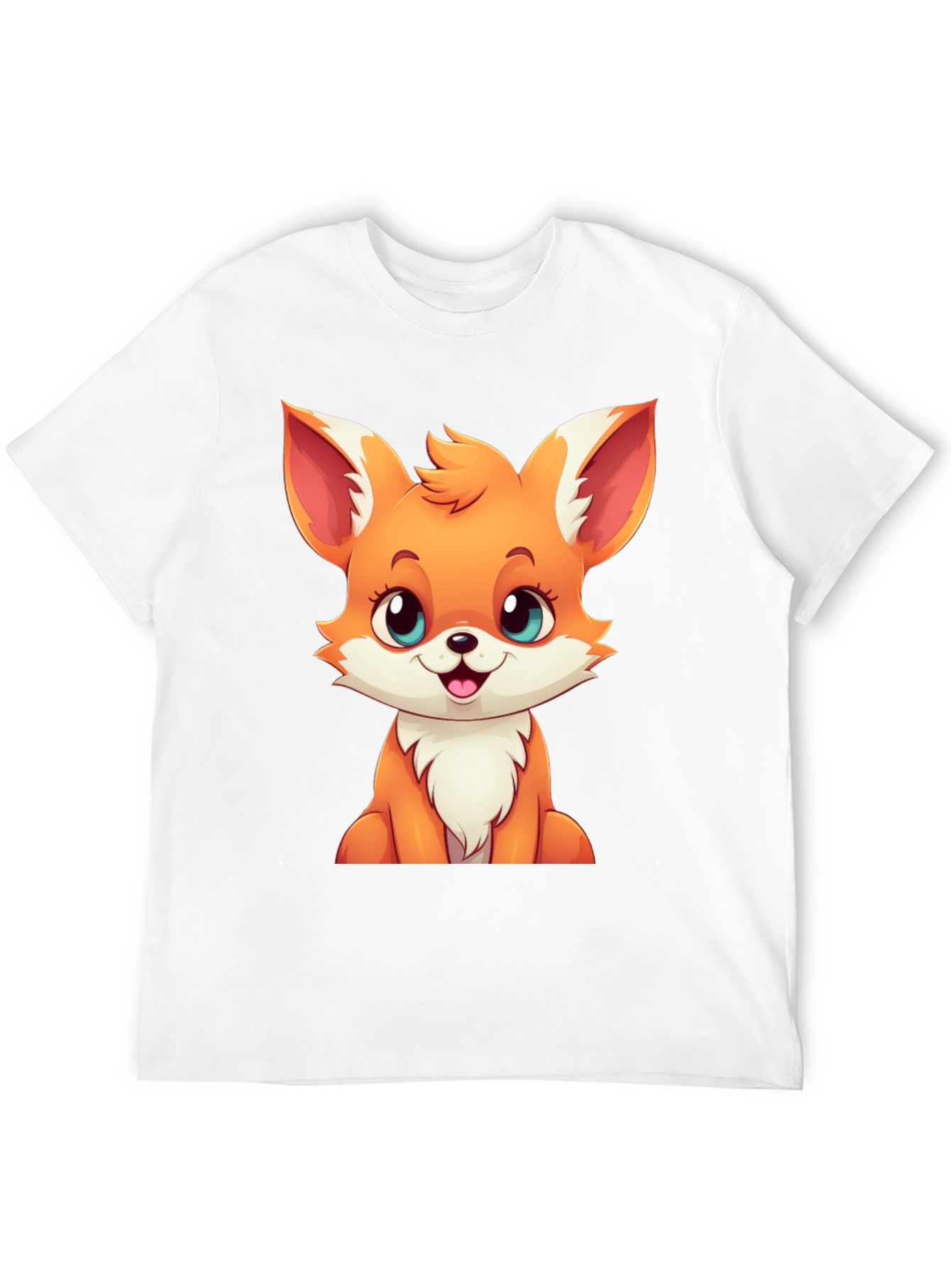 Cute Cartoon Fox Graphic Tee - Black T-Shirt