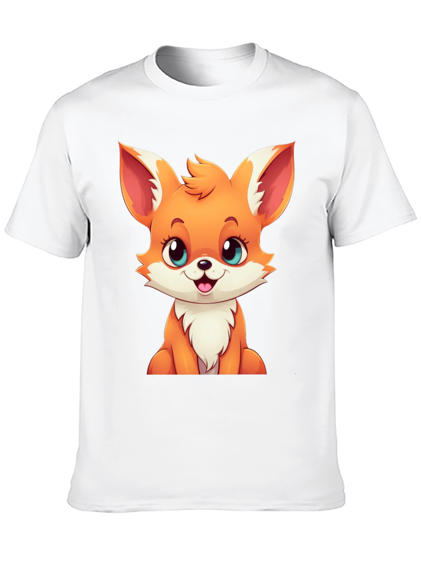 Cute Cartoon Fox Graphic Tee - Black T-Shirt