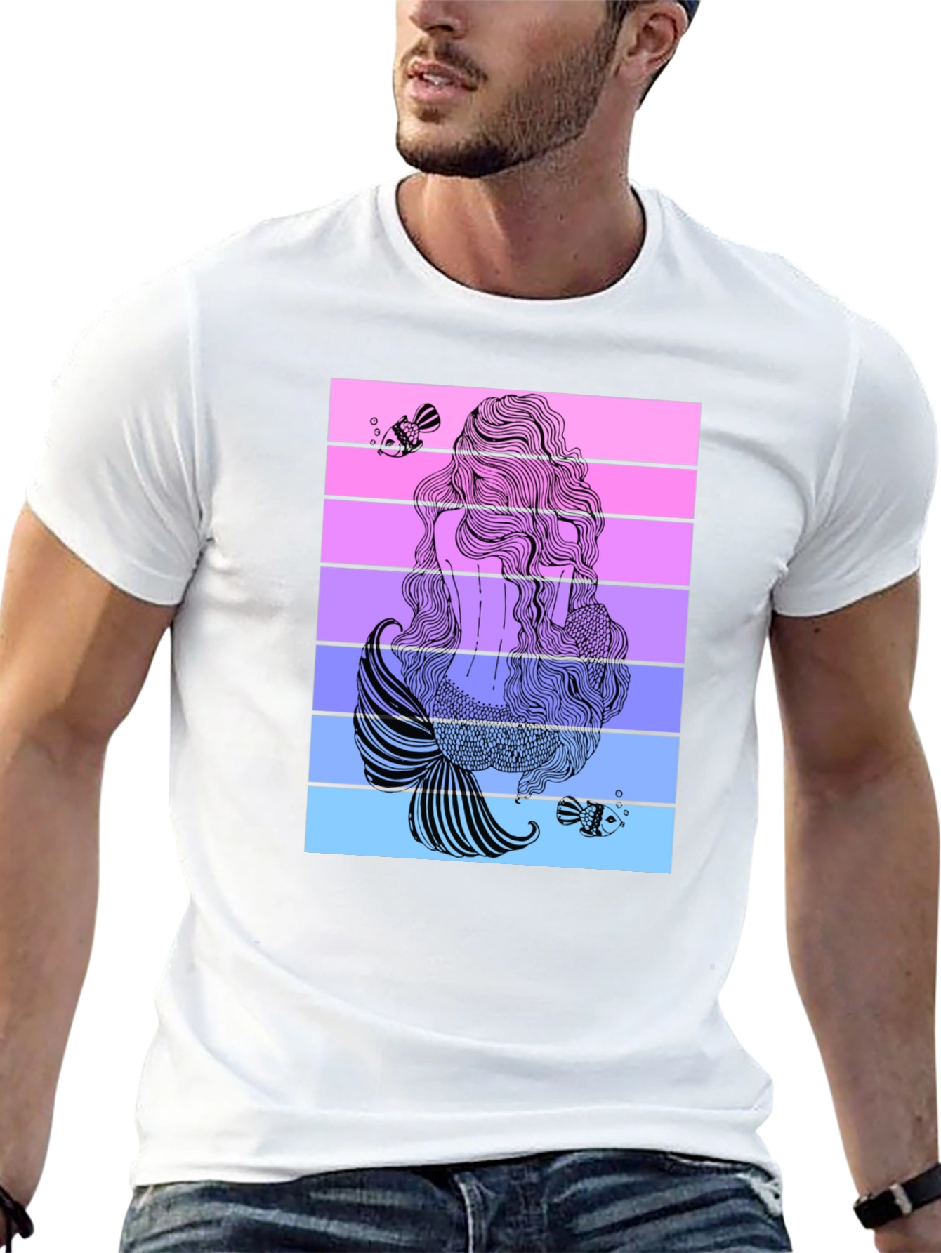 Mermaid Tail Graphic T-Shirt - Stylish Black Tee