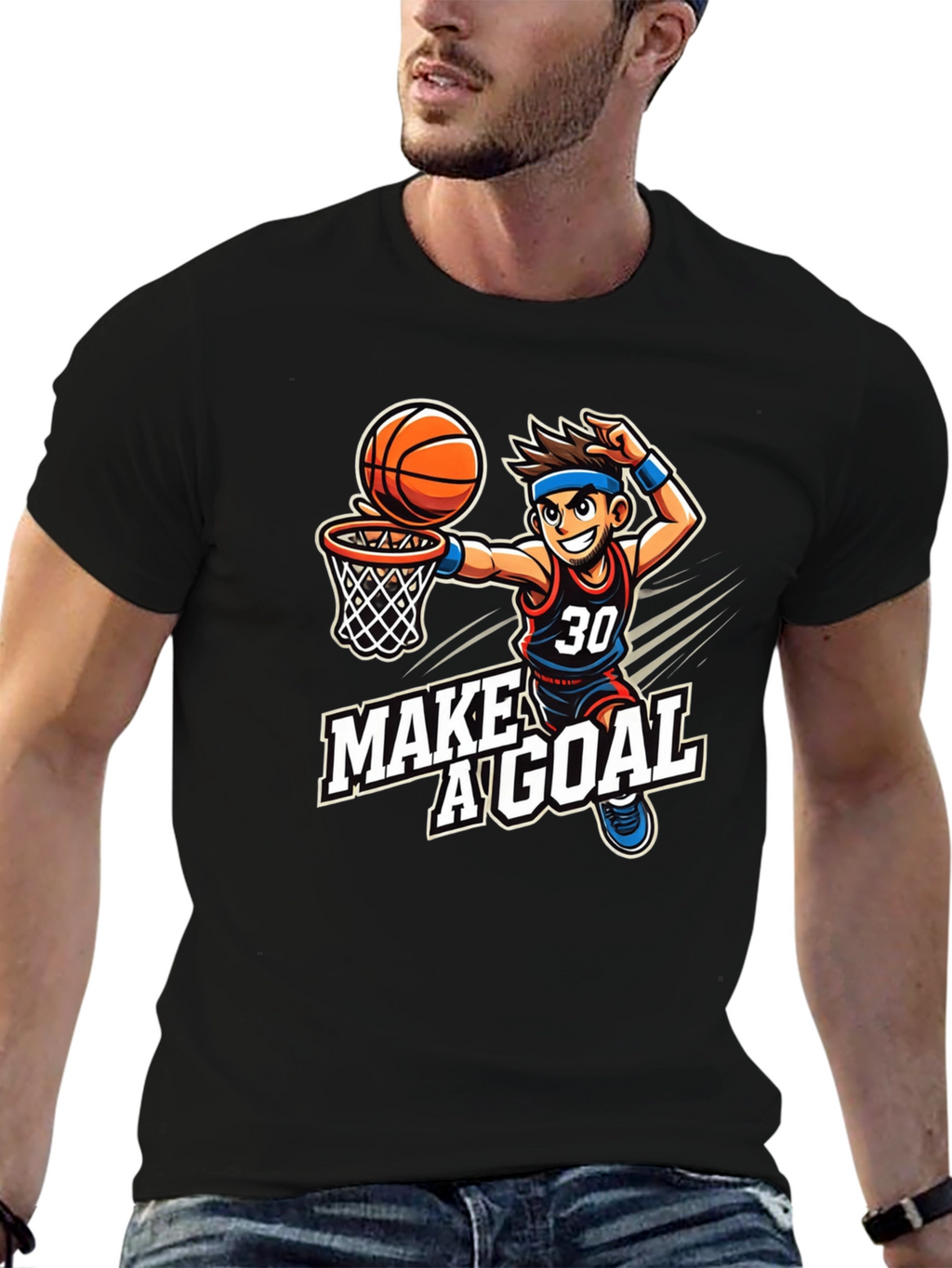 Basketball Cartoon T-Shirt: Make A Goal Tee