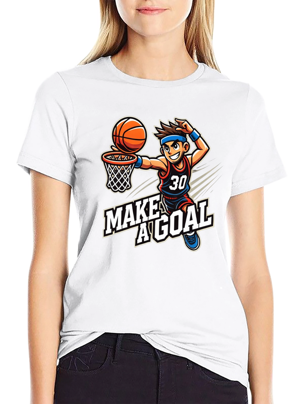 Basketball Cartoon T-Shirt: Make A Goal Tee