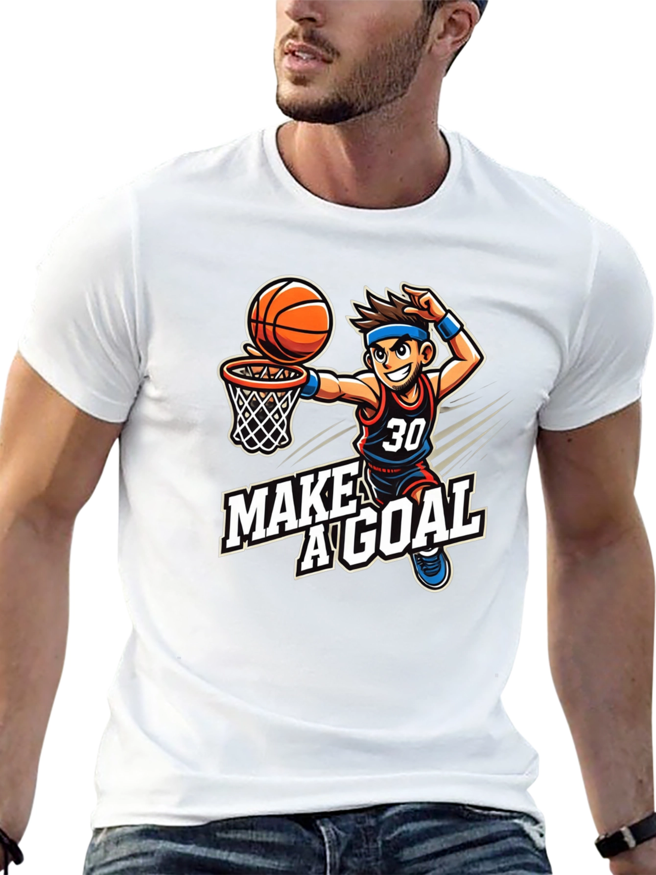 Basketball Cartoon T-Shirt: Make A Goal Tee
