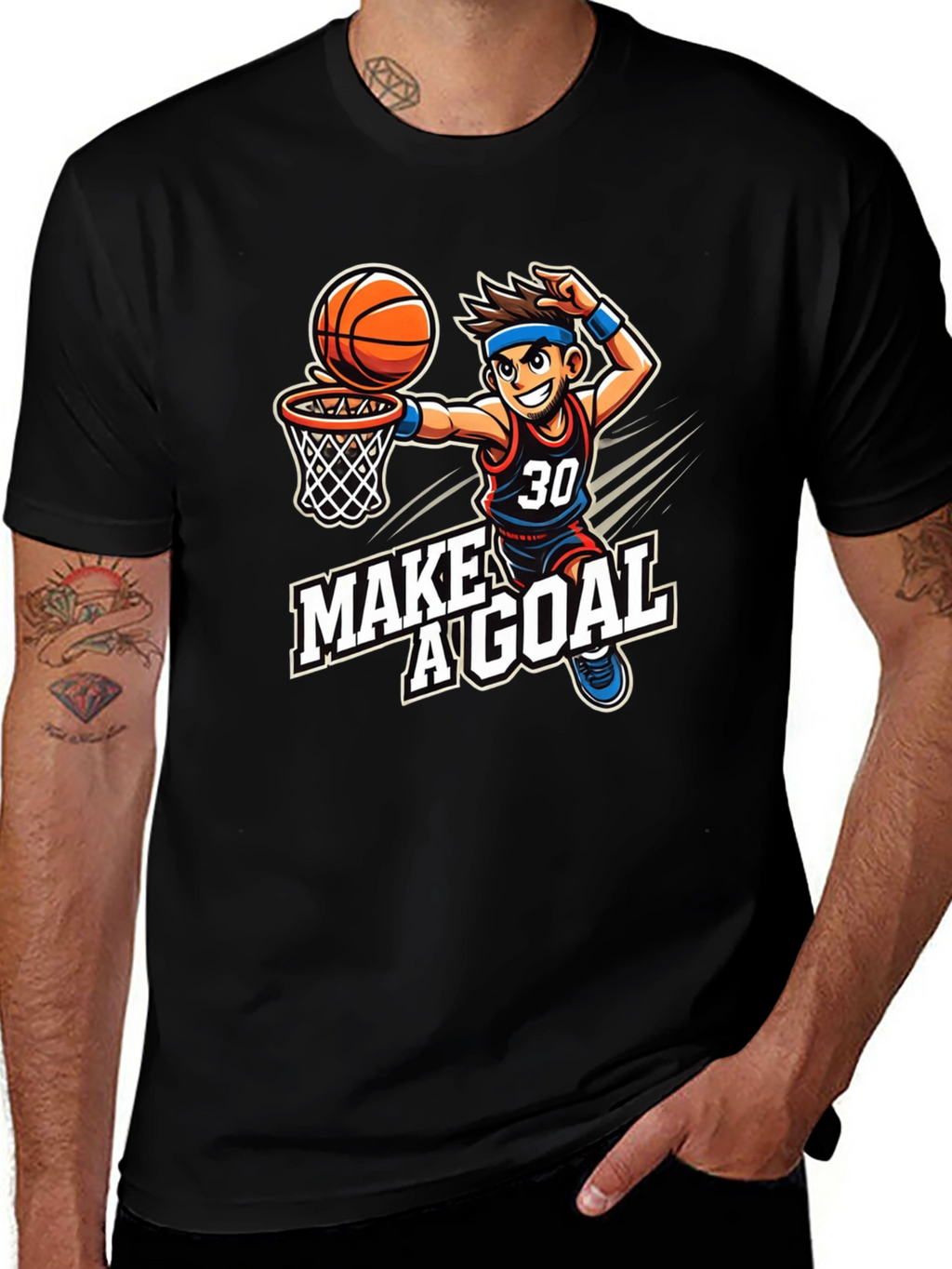 Basketball Cartoon T-Shirt: Make A Goal Tee