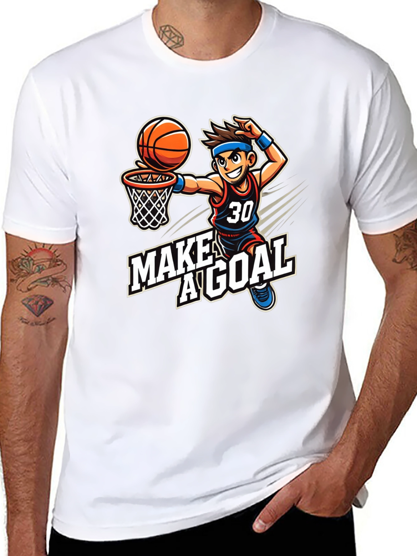Basketball Cartoon T-Shirt: Make A Goal Tee