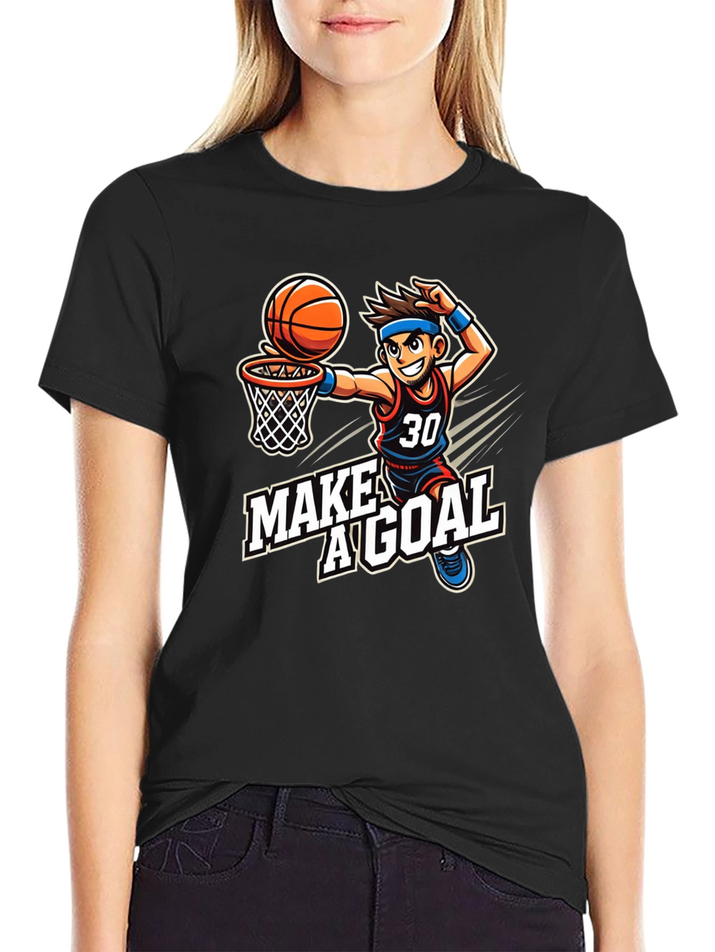 Basketball Cartoon T-Shirt: Make A Goal Tee