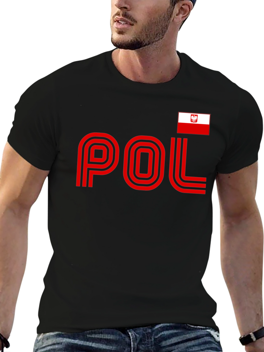 Poland Pride T-Shirt - Black Tee with National Flag
