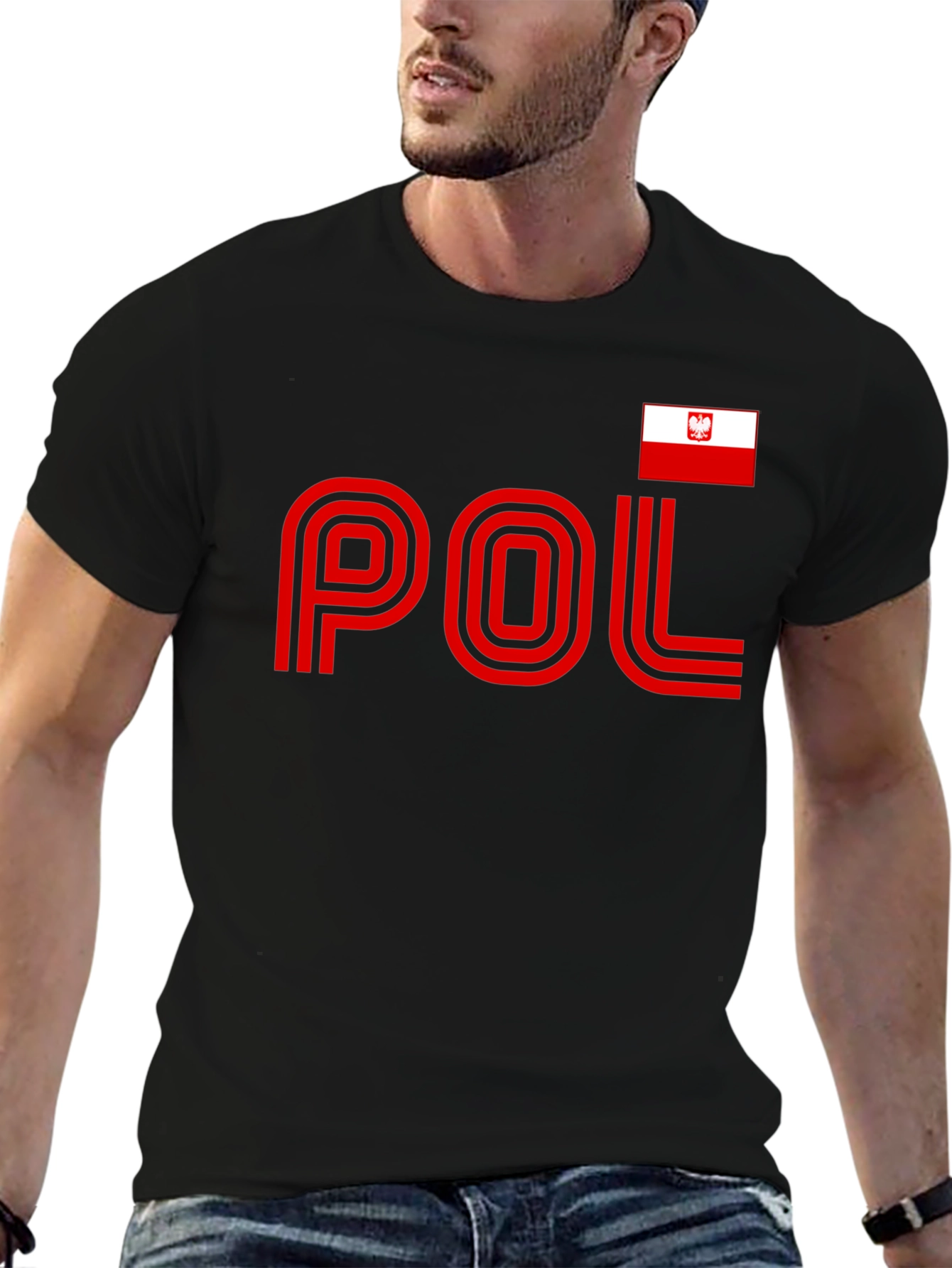 Poland Pride T-Shirt - Black Tee with National Flag
