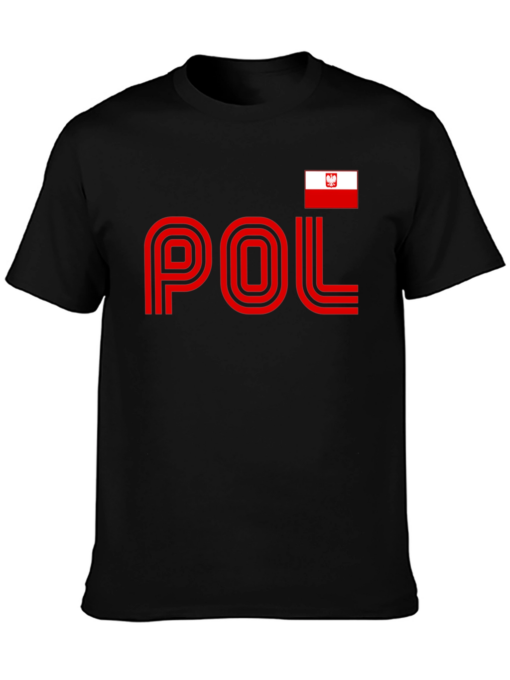Poland Pride T-Shirt - Black Tee with National Flag