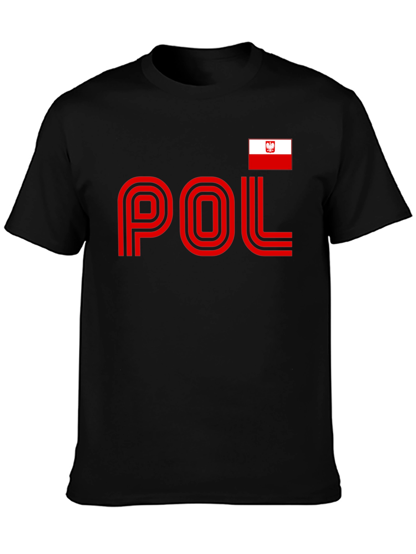 Poland Pride T-Shirt - Black Tee with National Flag