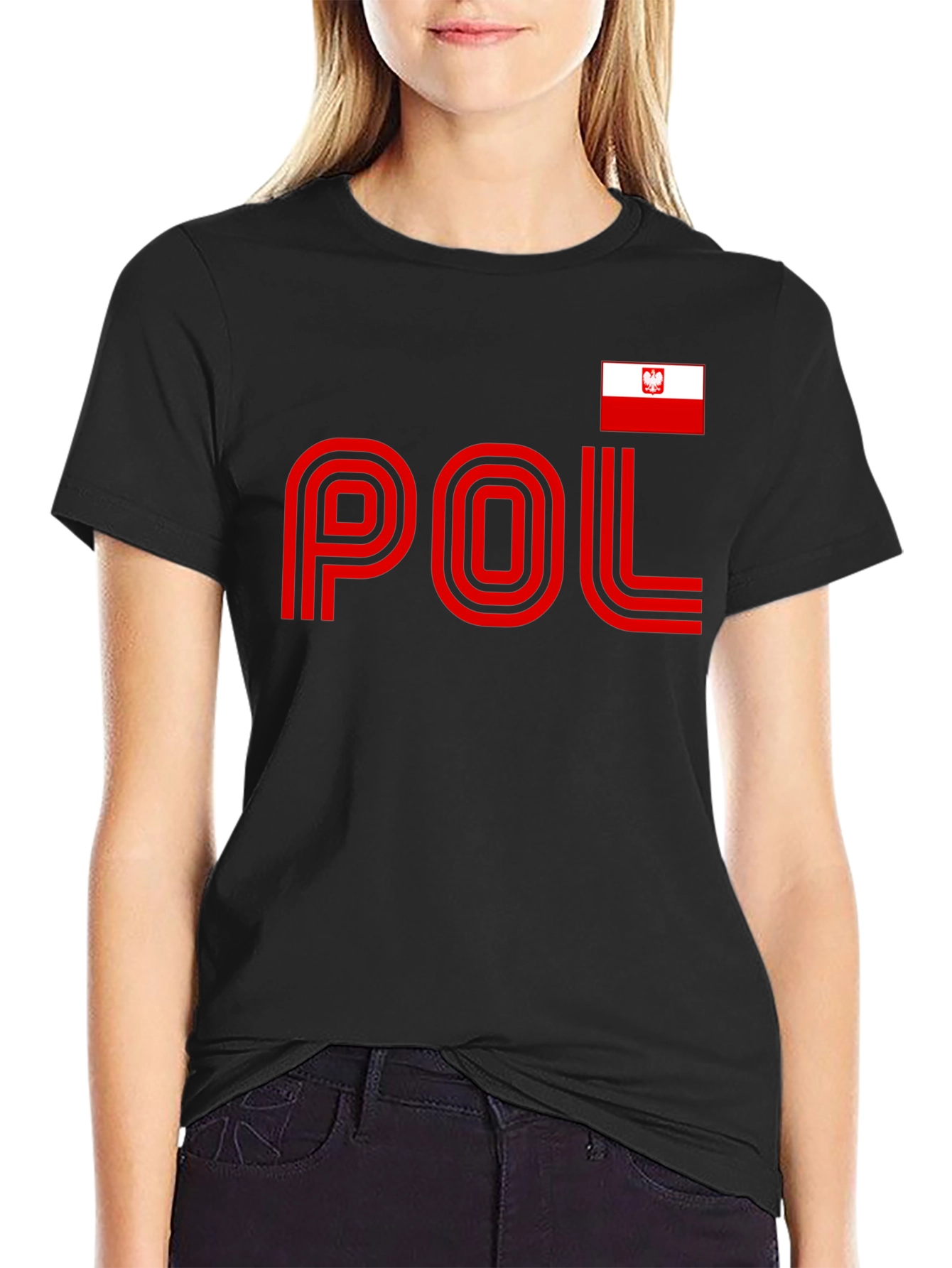 Poland Pride T-Shirt - Black Tee with National Flag