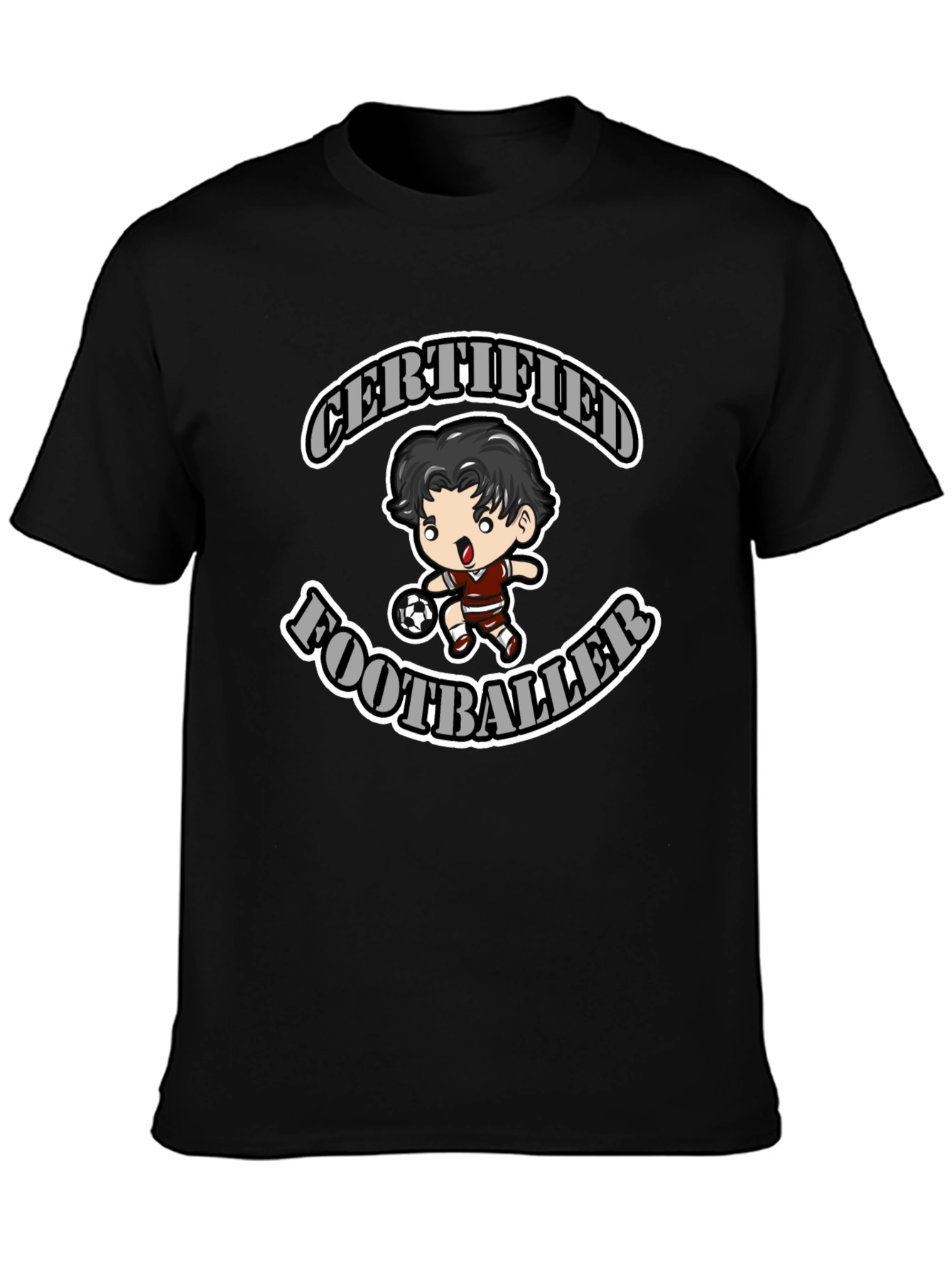 Certified Footballer Graphic T-Shirt - Black Cotton Tee