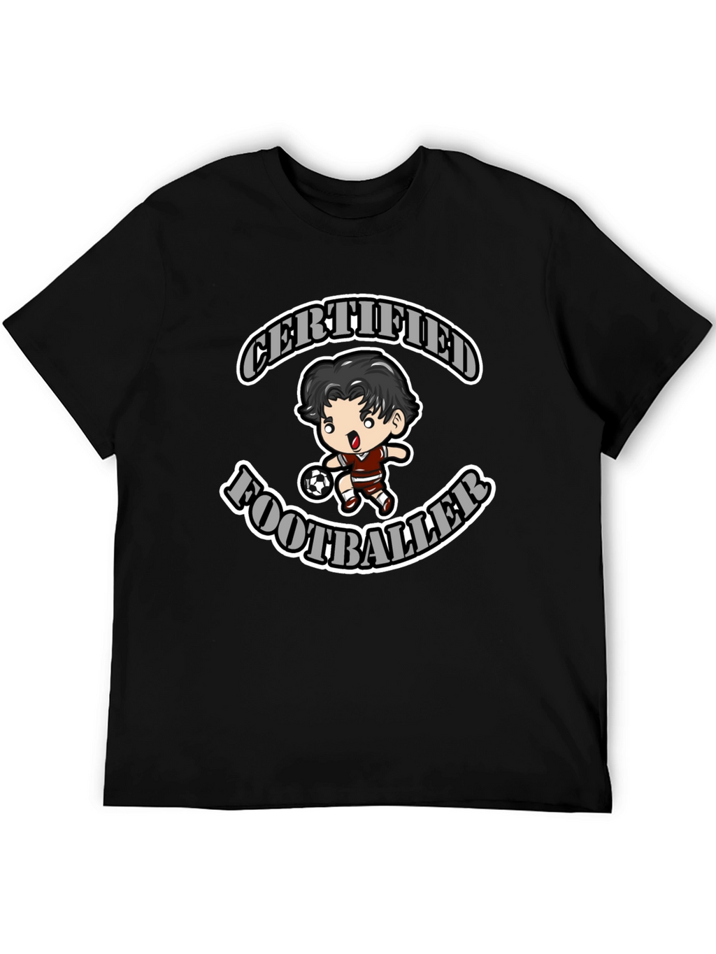Certified Footballer Graphic T-Shirt - Black Cotton Tee
