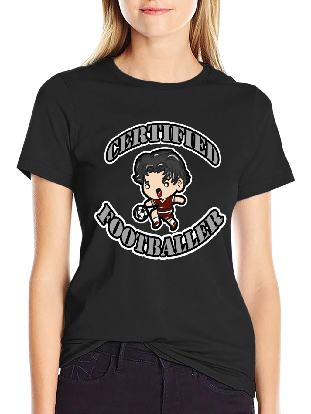 Certified Footballer Graphic T-Shirt - Black Cotton Tee