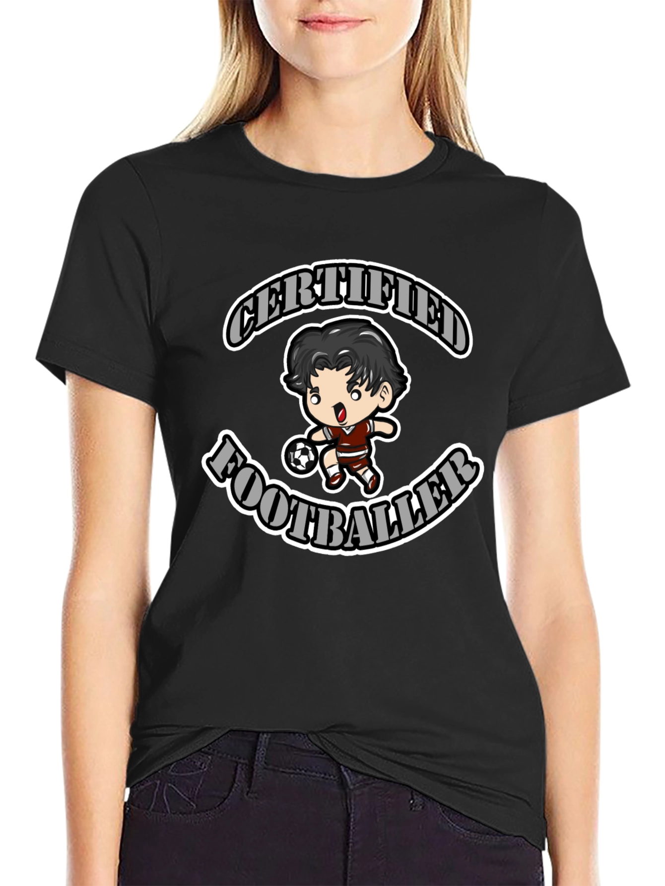 Certified Footballer Graphic T-Shirt - Black Cotton Tee