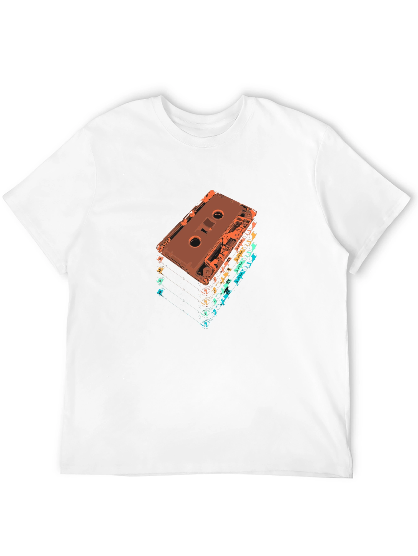 Retro Cassette Tape Stack Graphic Tee - Black