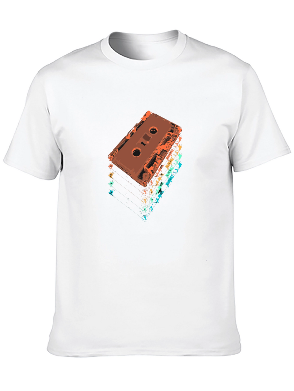 Retro Cassette Tape Stack Graphic Tee - Black