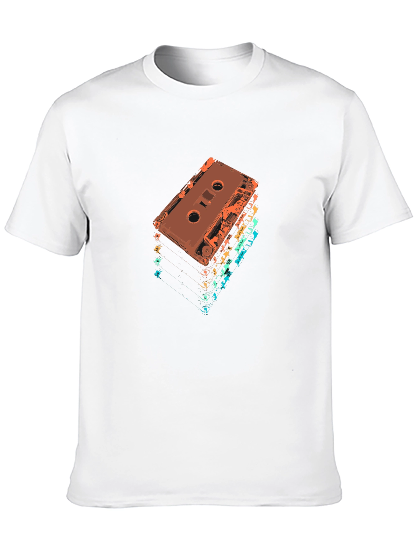 Retro Cassette Tape Stack Graphic Tee - Black