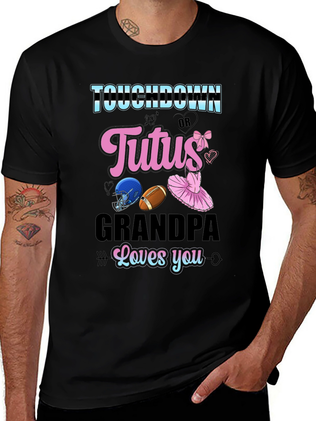 Touchdown or Tutus Grandpa T-Shirt - Gender Reveal