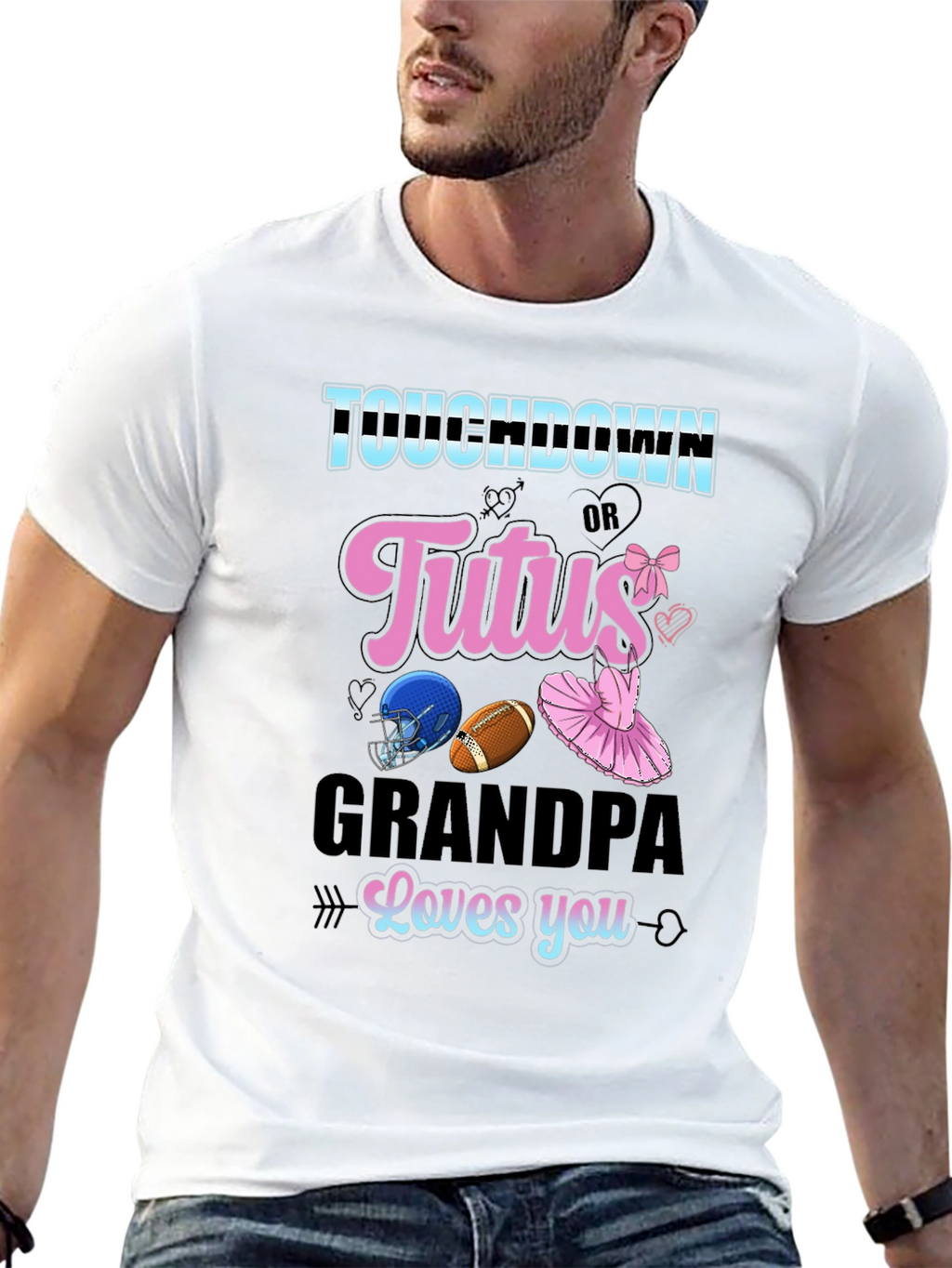 Touchdown or Tutus Grandpa T-Shirt - Gender Reveal