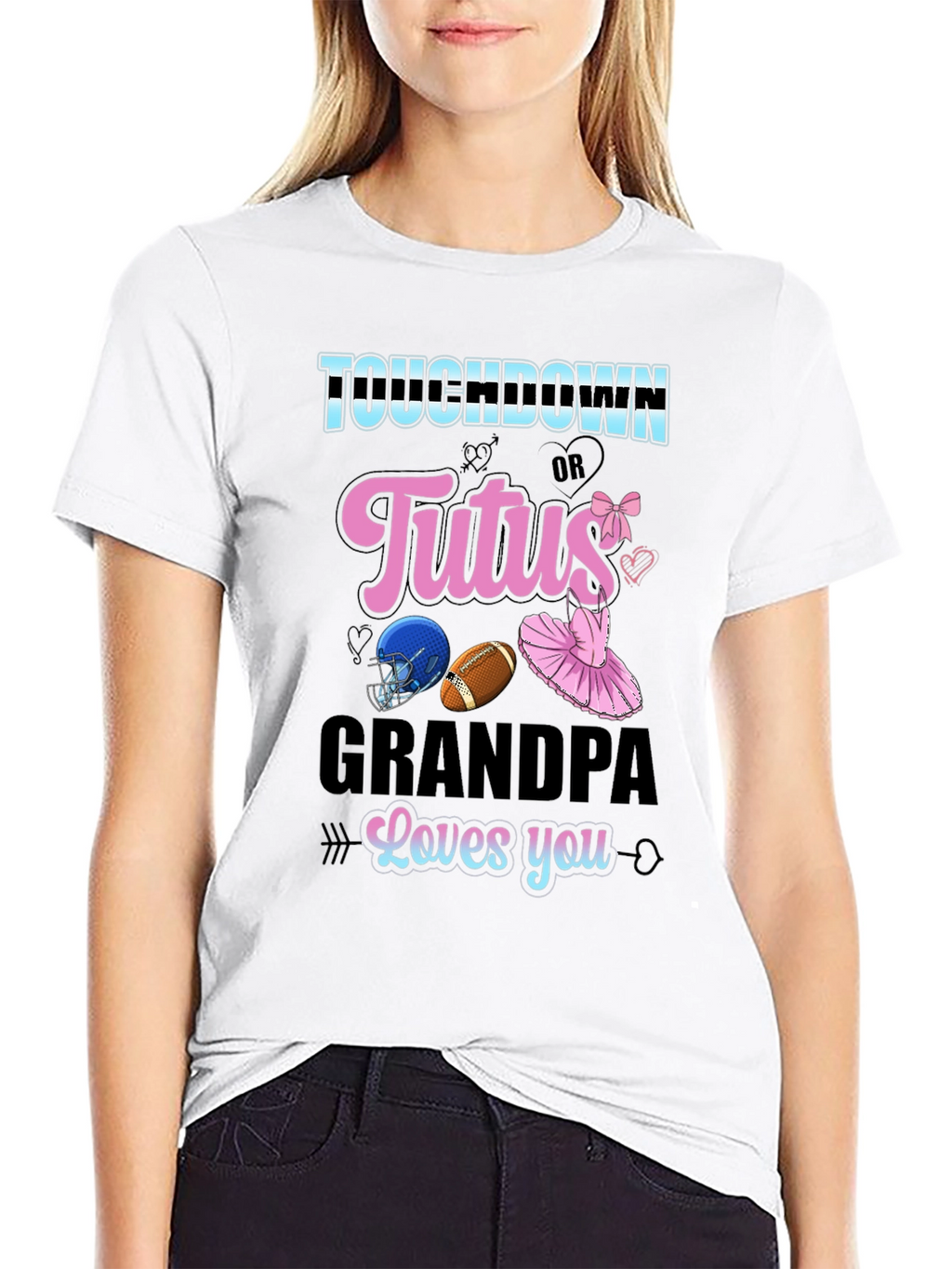 Touchdown or Tutus Grandpa T-Shirt - Gender Reveal