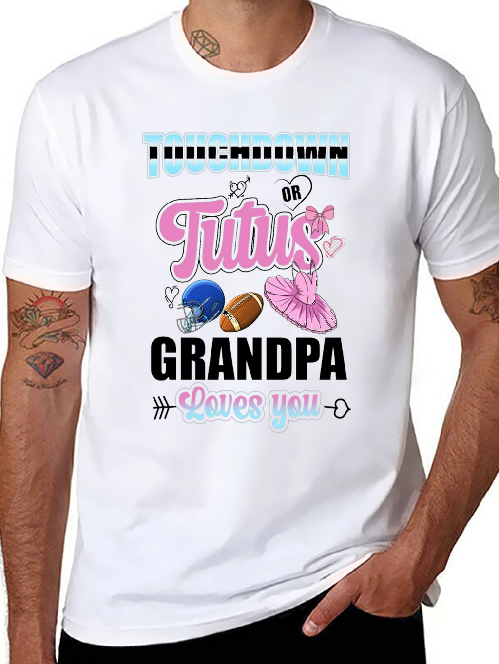 Touchdown or Tutus Grandpa T-Shirt - Gender Reveal