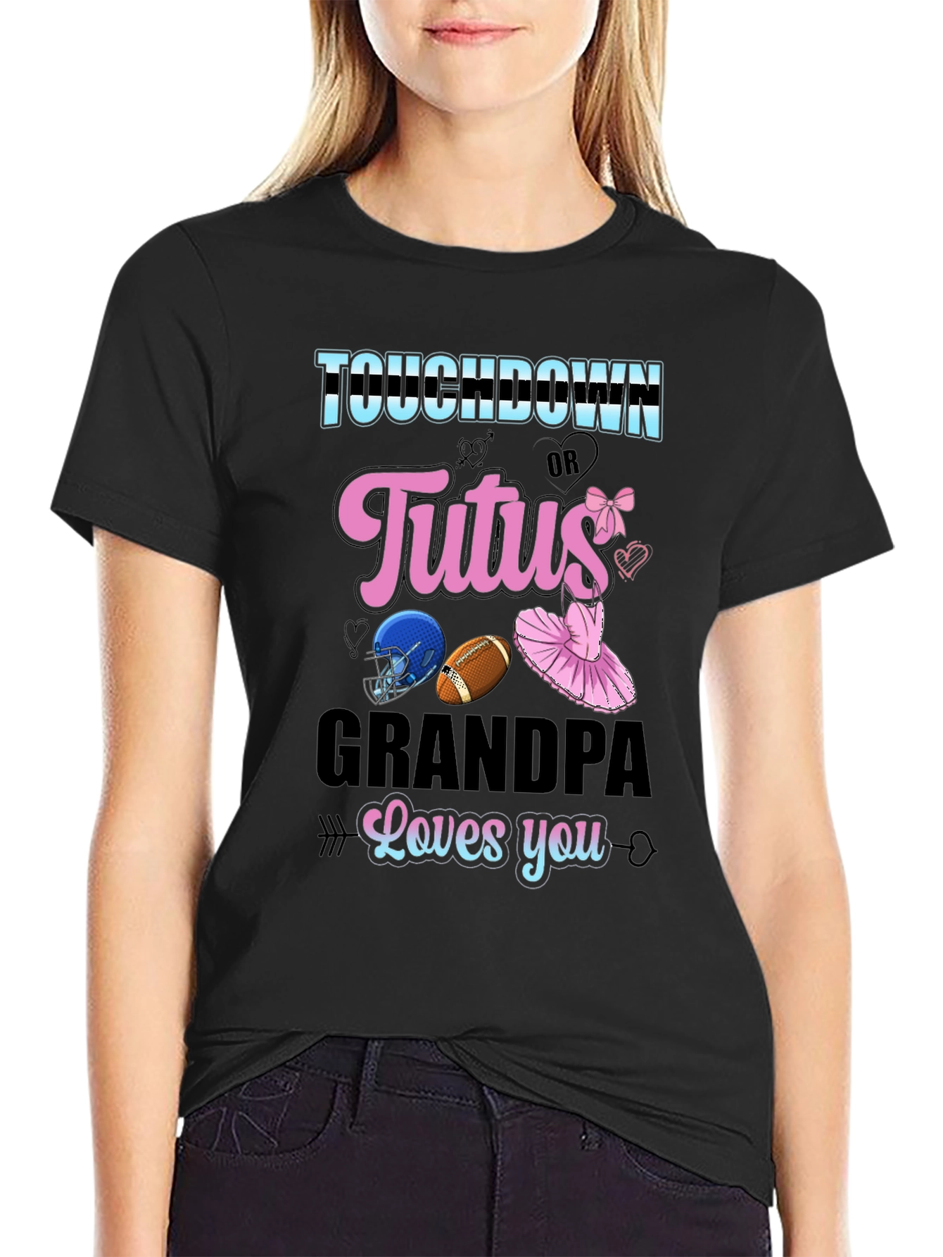 Touchdown or Tutus Grandpa T-Shirt - Gender Reveal