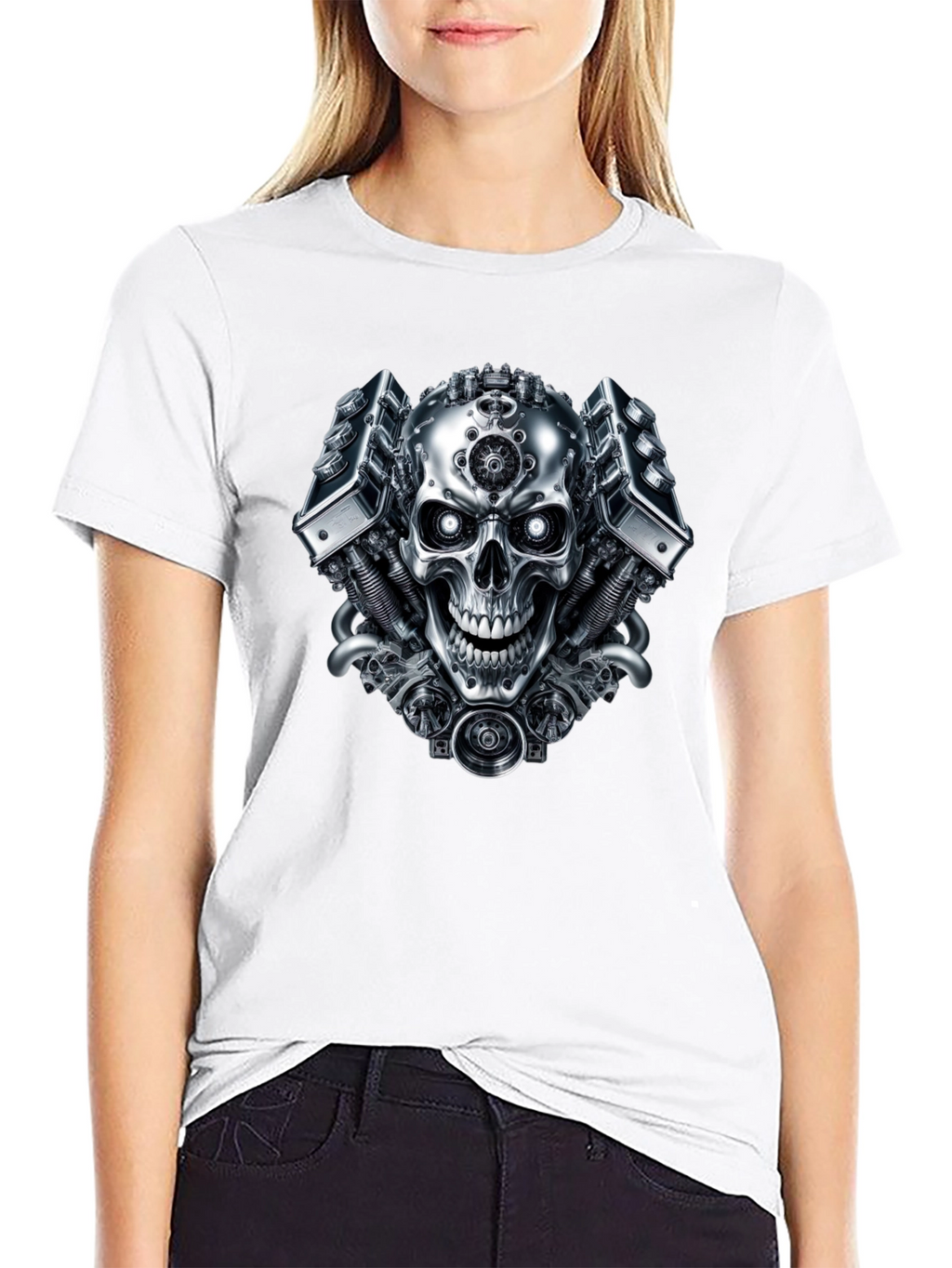 Steampunk Skull Graphic Black T-Shirt