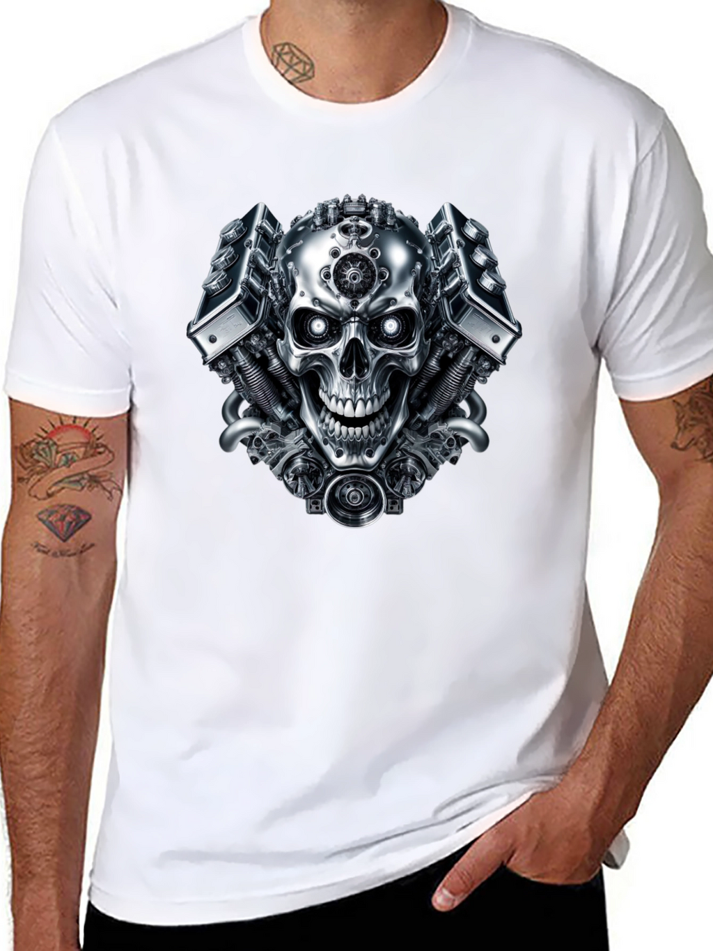 Steampunk Skull Graphic Black T-Shirt