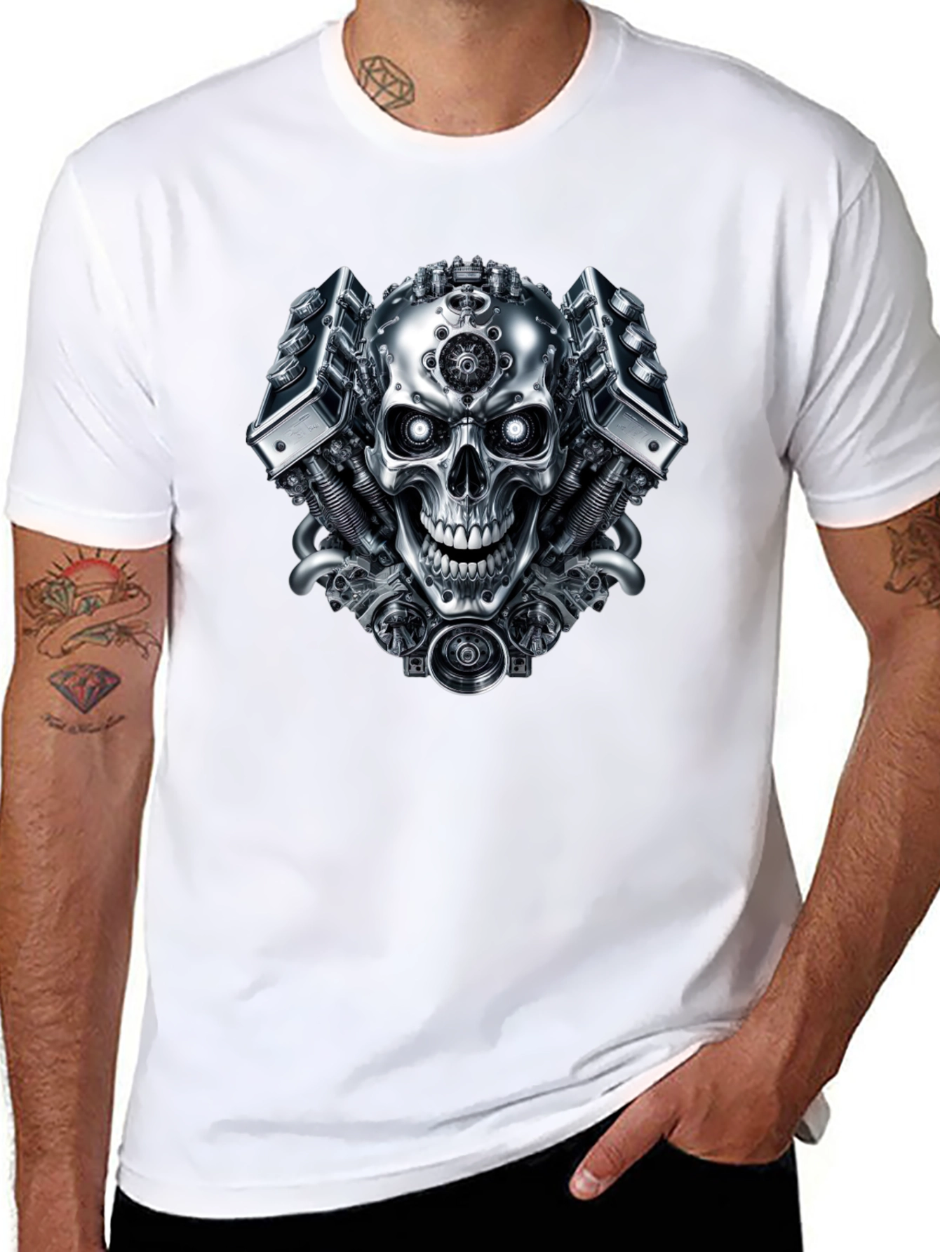 Steampunk Skull Graphic Black T-Shirt
