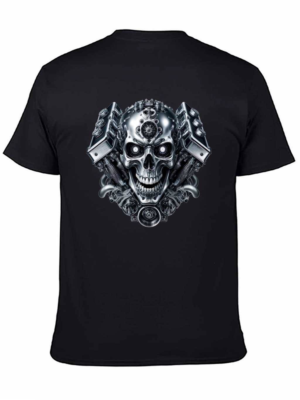 Steampunk Skull Graphic Black T-Shirt