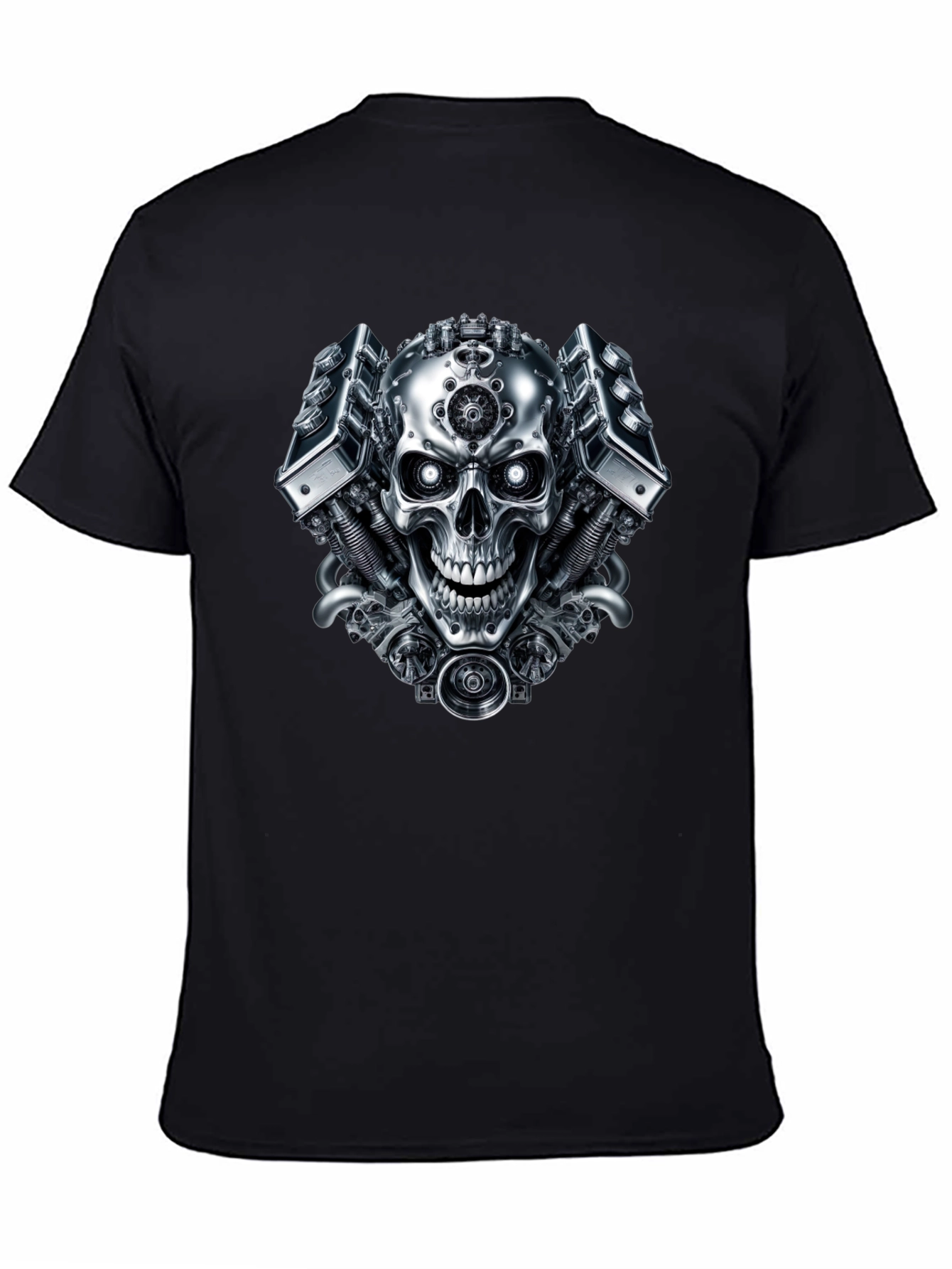 Steampunk Skull Graphic Black T-Shirt