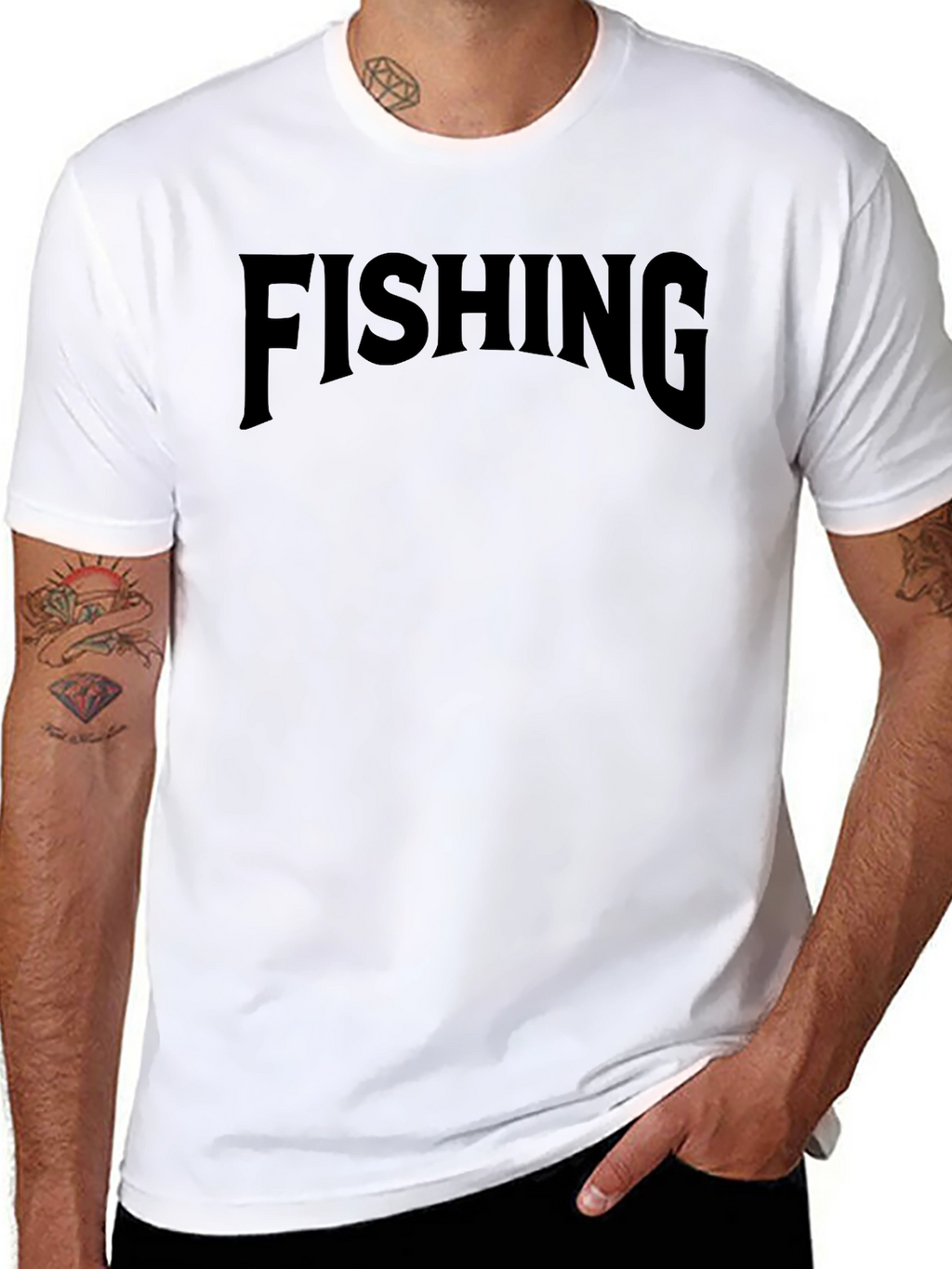 Fishing Graphic Tee - Black Cotton Blend