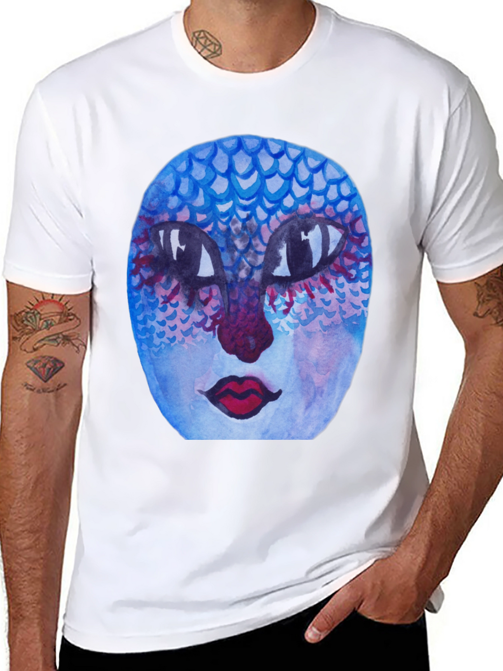 Unique Artistic Face Graphic Tee - Black