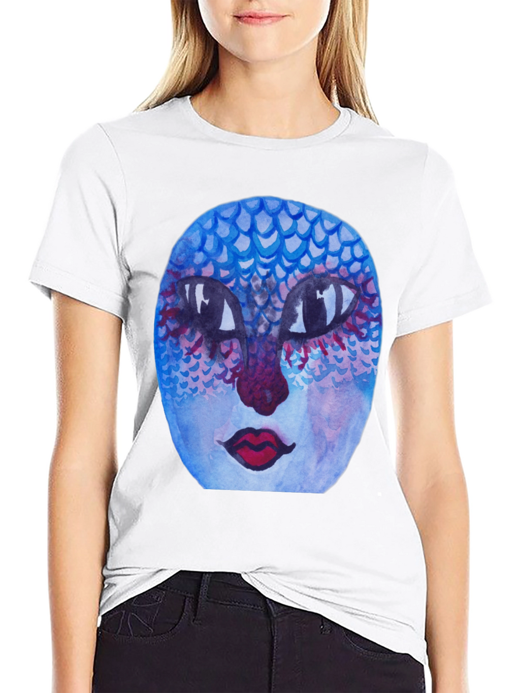 Unique Artistic Face Graphic Tee - Black