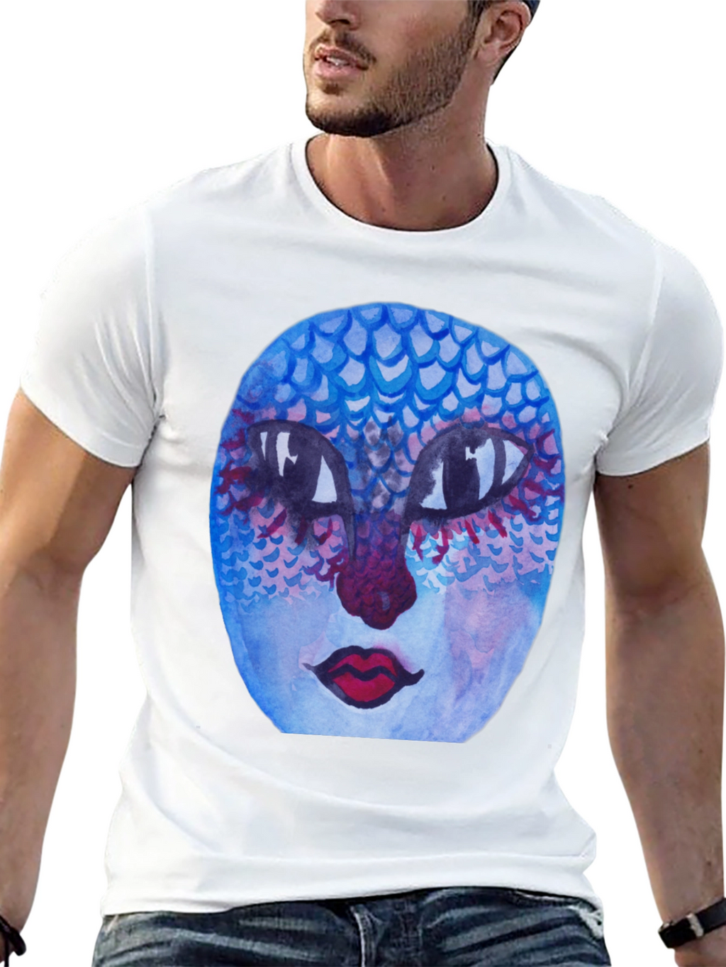 Unique Artistic Face Graphic Tee - Black