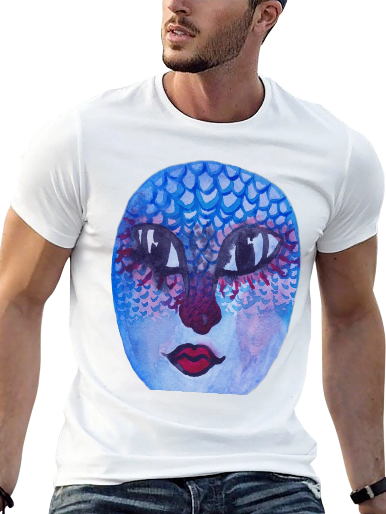 Unique Artistic Face Graphic Tee - Black