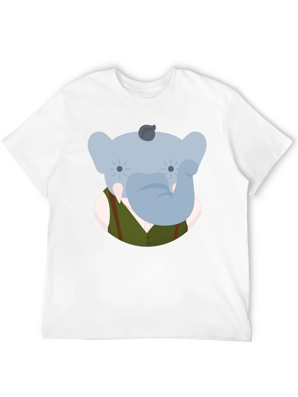 Elephant Character Graphic Print Black T-Shirt