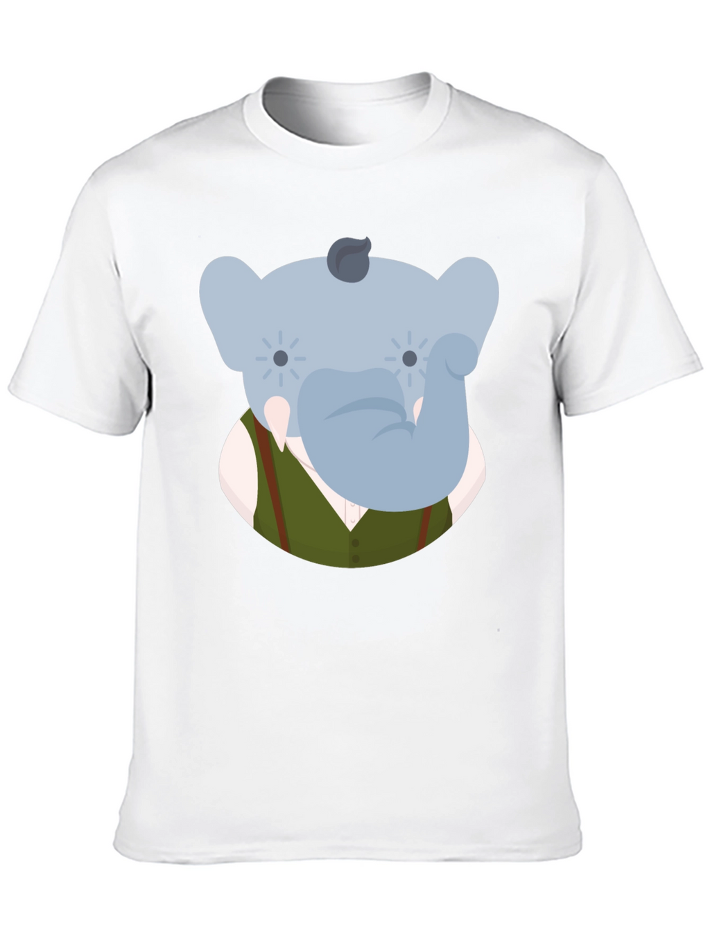 Elephant Character Graphic Print Black T-Shirt