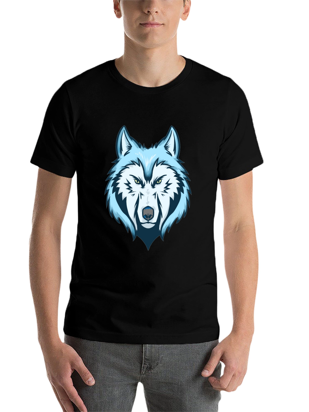 Cool Wolf Graphic Tee - Mens Black T-Shirt