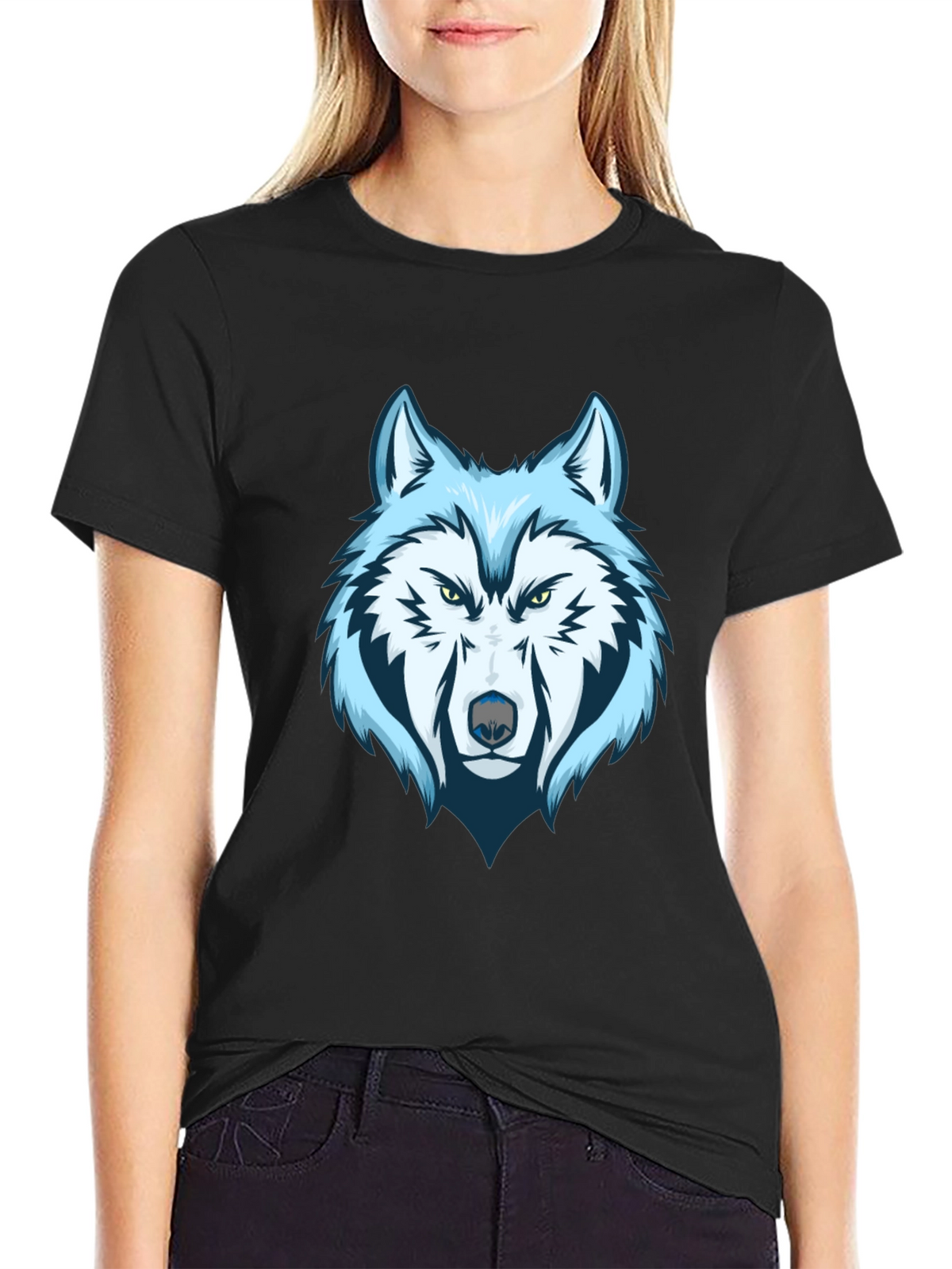 Cool Wolf Graphic Tee - Mens Black T-Shirt