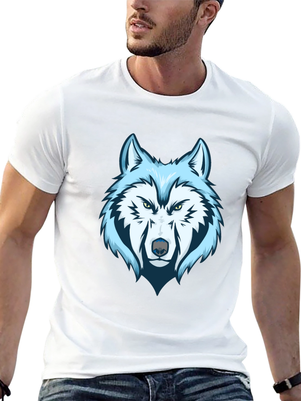 Cool Wolf Graphic Tee - Mens Black T-Shirt