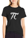 Distressed Pi Symbol Graphic Tee - Black
