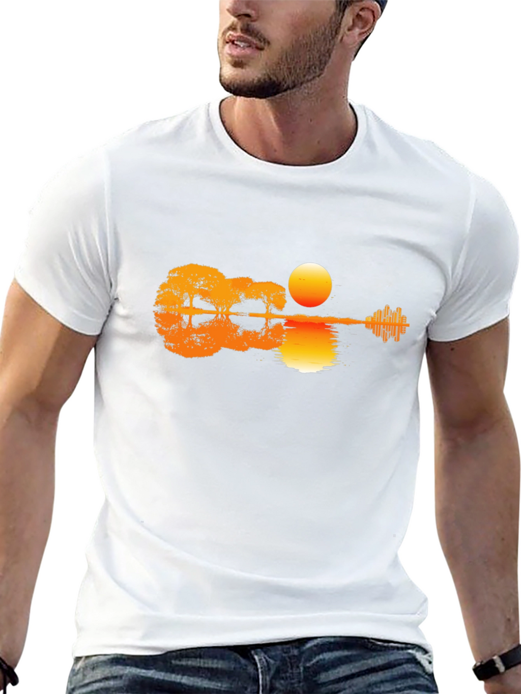 Guitar Sunset Graphic Tee - Black