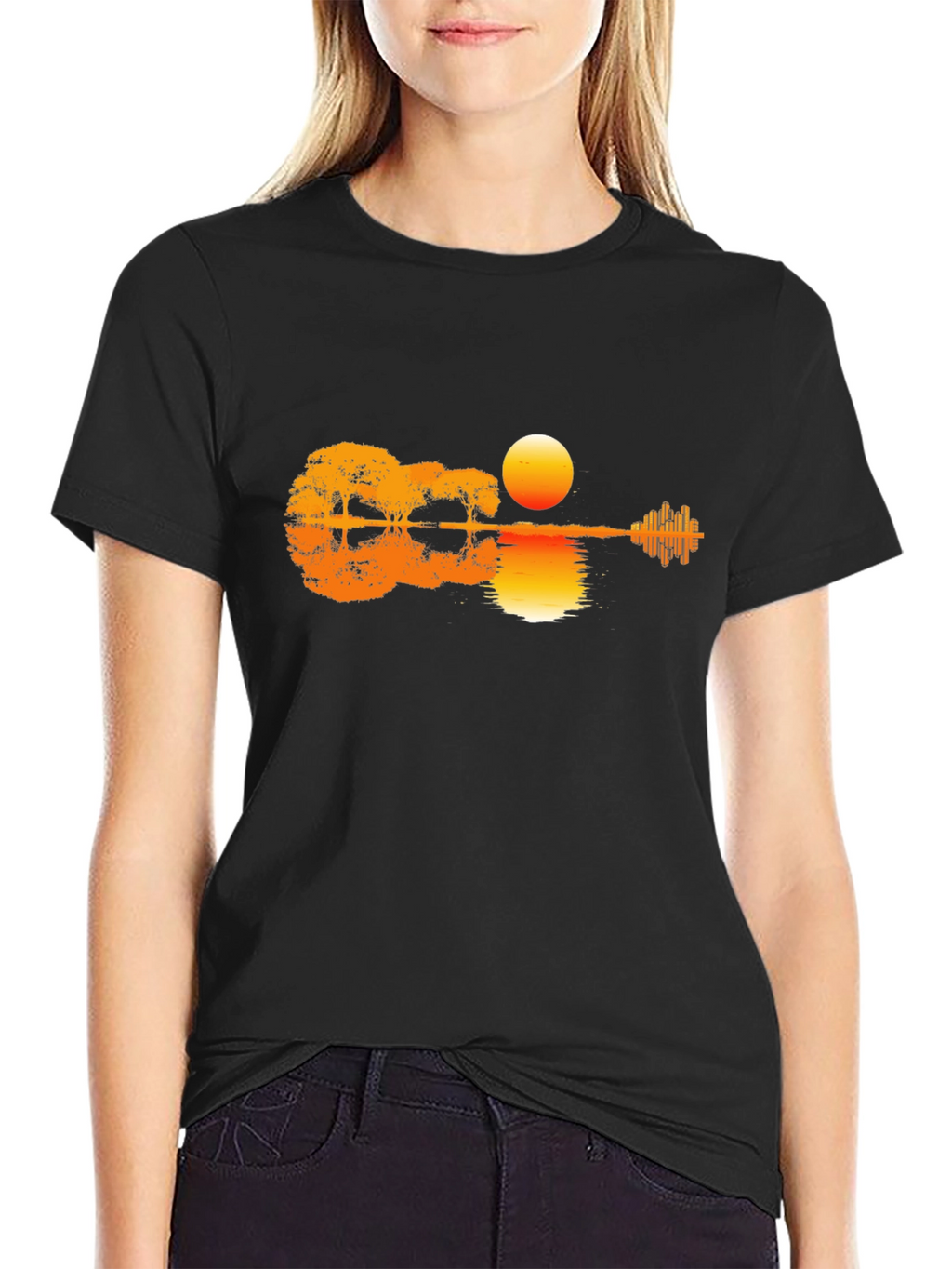Guitar Sunset Graphic Tee - Black